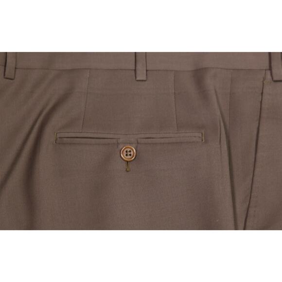 Canali 1934 Solid Brown Pleated Wool Dress Pants Trousers Current 38x32 - Picture 3 of 9